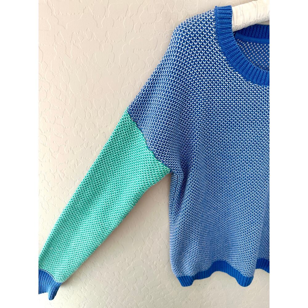 URBAN OUTFITTERS Coincidence & Chance Blue Green Colorblock Knit Sweater Small - Picture 3 of 7